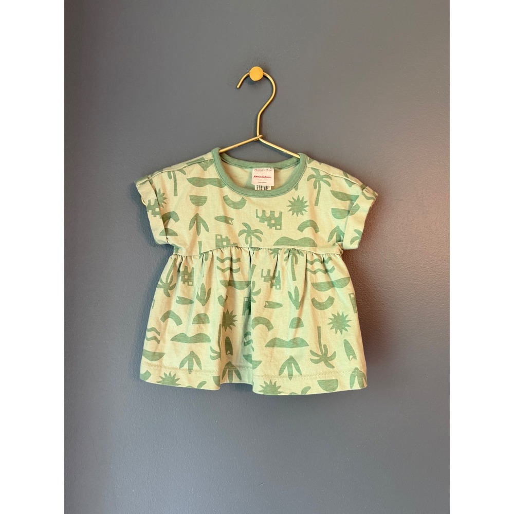 Hanna Andersson Baby Girl Green Tropical Palm Tree Tunic Top 12-18 Months